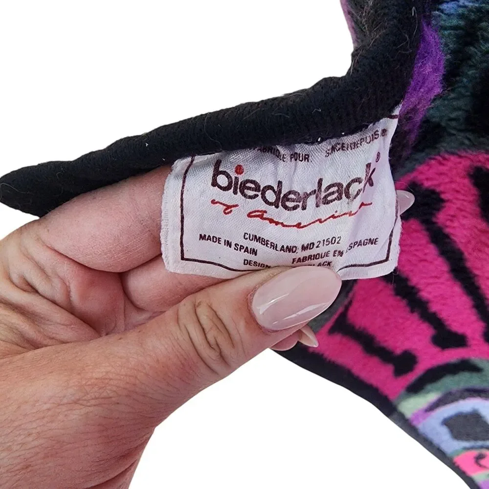 Vintage Biederlack Throw Blanket 72x53 Neon Tribal Aztec‎ Pattern Retro USA